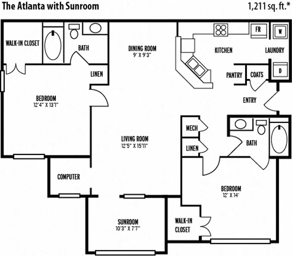 The Atlanta Sunroom floor plan